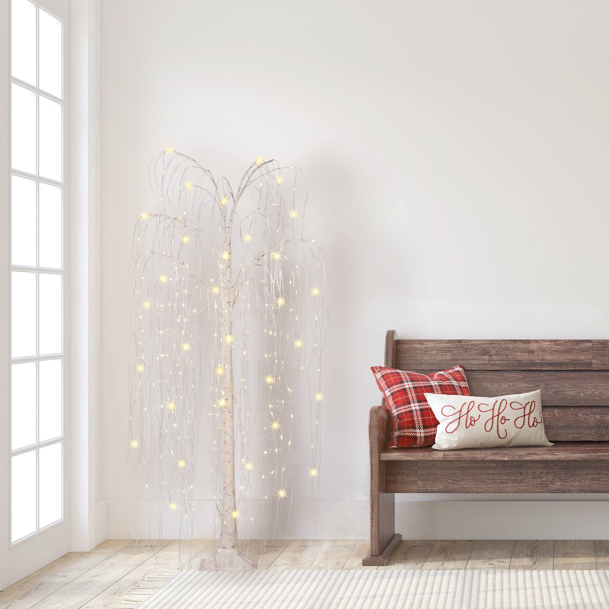 6 Pack: 5ft. Pre-Lit Willow Artificial Christmas Tree, Warm White LED Lights